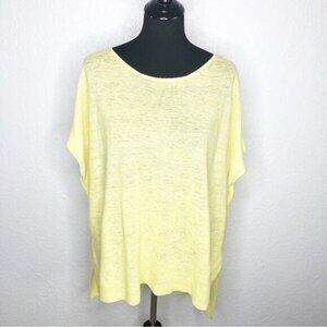 Eileen Fisher yellow organic linen knit sweater top size Extra Large XL